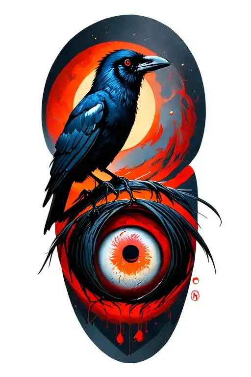 Itachi Mangekyo Sharingan With A Crow Perched