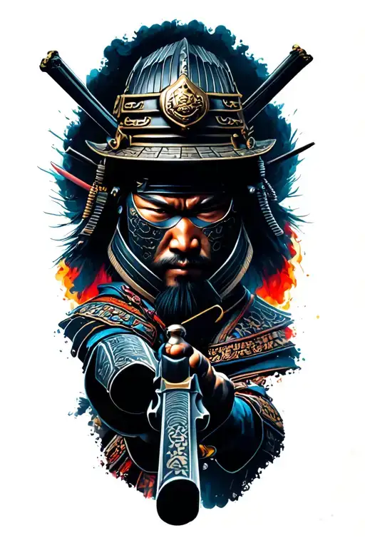 Samurai Warrior Holding Guns