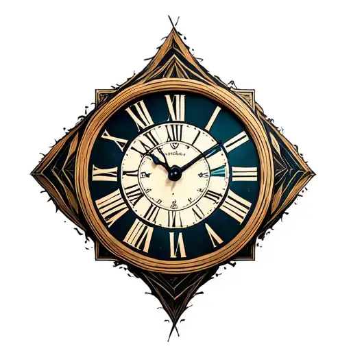 Geometric Clock Hands Surrounded