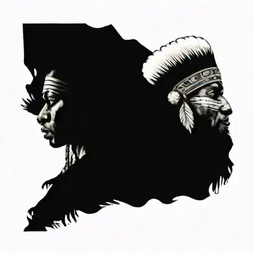 African Warrior With Native American Headress