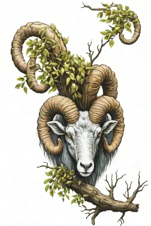 Aries Ram With Willow Tree Branch