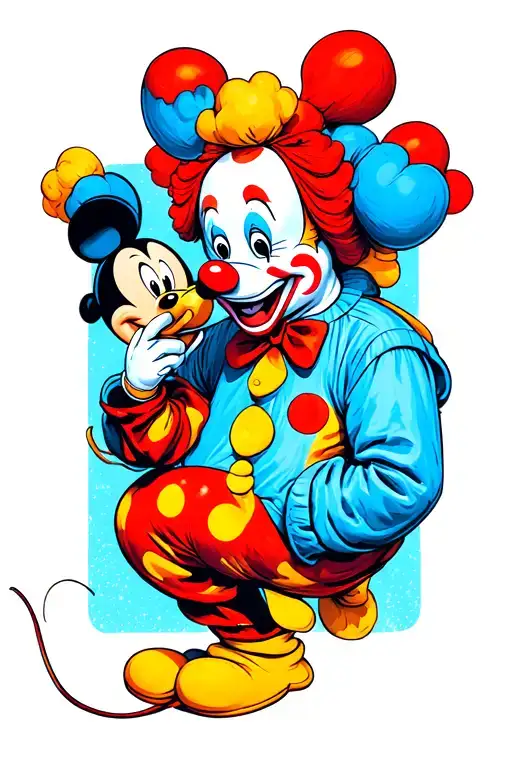 Clown With Mickey Mouse Onesie Eating It's Own Tail