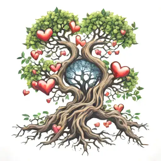 Tree Intertwined Hearts
