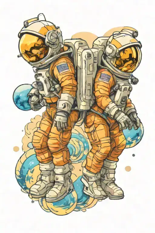Two Astronauts In Space
