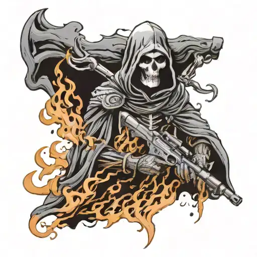 Special Forces Grim Reaper With Clouds And Flames Shooting