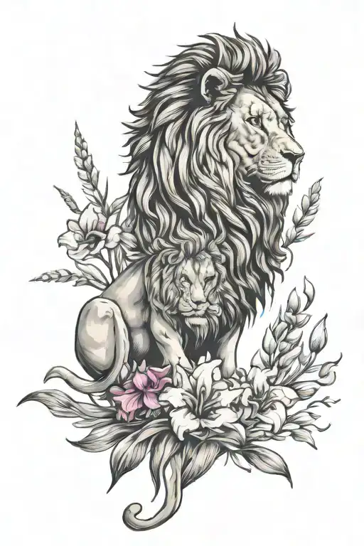 Lion And Gladiolus Flowers