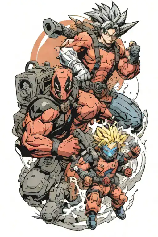 Goku With Deadpool And Master Chief