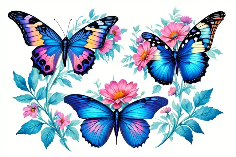 Butterflies And Flowers Forming