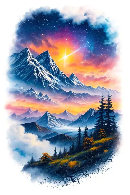 Music And Nature Stars Mountains