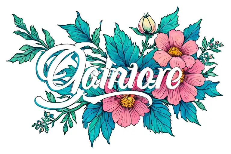 Fine Line Name With Small Flower