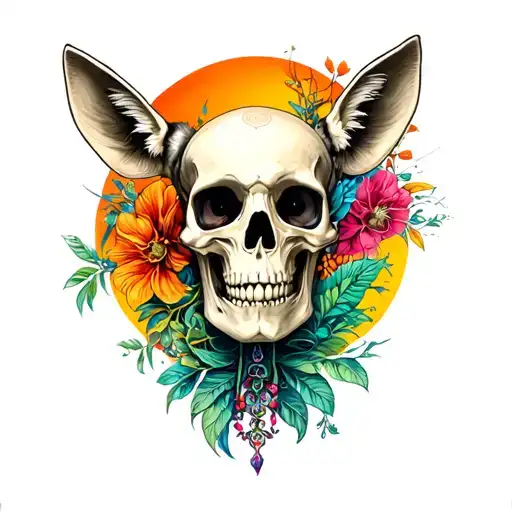 Skeleton And Animals With Color