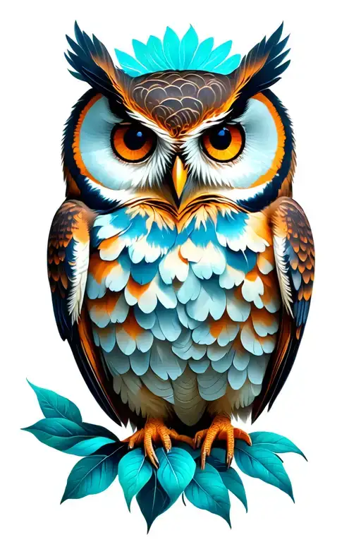 Owl Perched On A Blooming