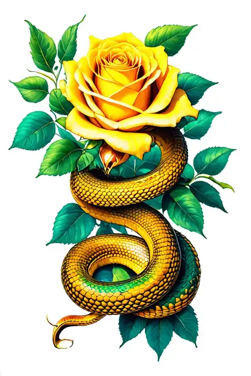 Yellow Rose And Snake
