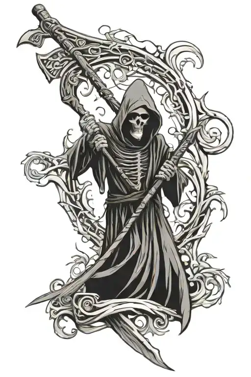 Grim Reaper Holding A Scythe