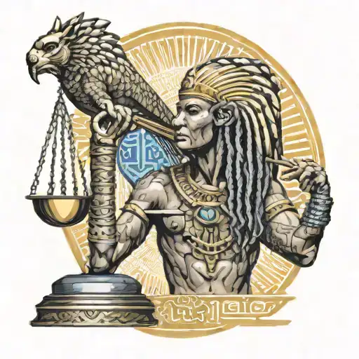 Pharaoh With Dreadlocks Holding Scales Balancing Life