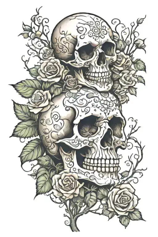 Skull And Roses And Day Of The Dead Tree