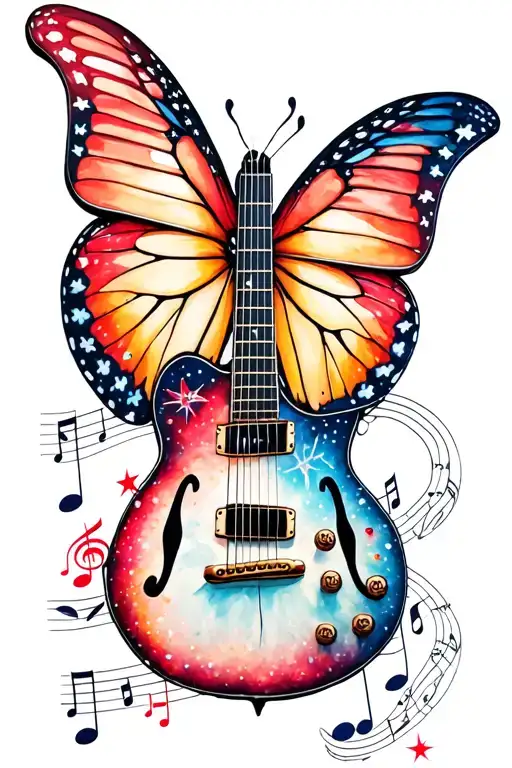 Butterfly Guitar Music Note 4Th Of July