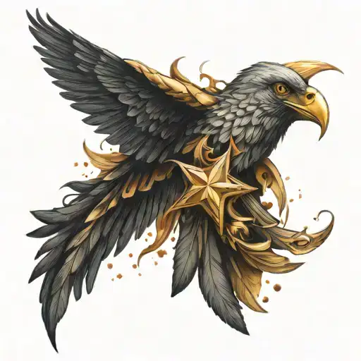 4 Stars With Wings Flying