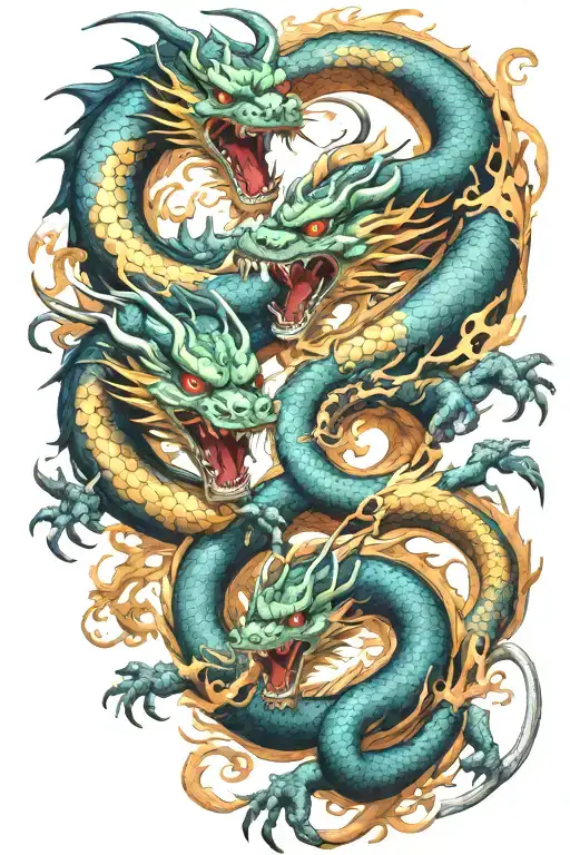 Japanese Dragons Fighting