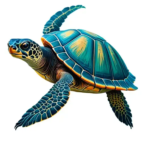 Shellback Turtle Swimming