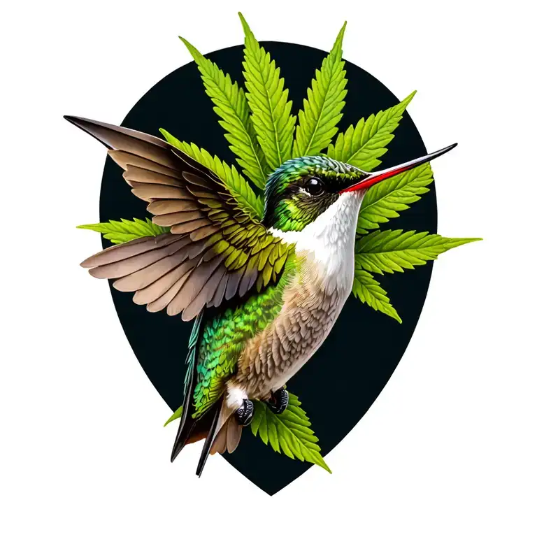Hummingbird And Marijuana Leaf