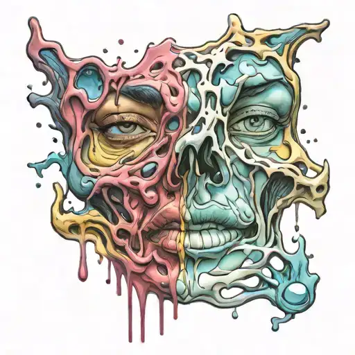 Melting Face With Doubled Features Lightly