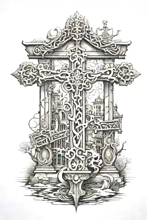 Cross Bathed In Front Of Heavean's Gate