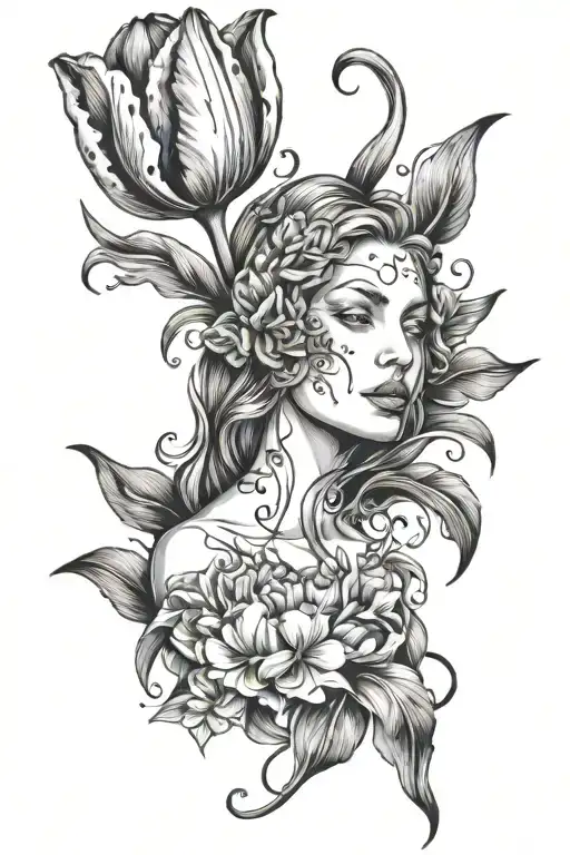 Tulip Flower With Virgo Maiden