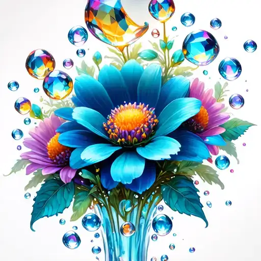 Bubbles Flowers Gems