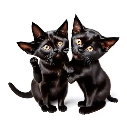 Two Black Cats Playing