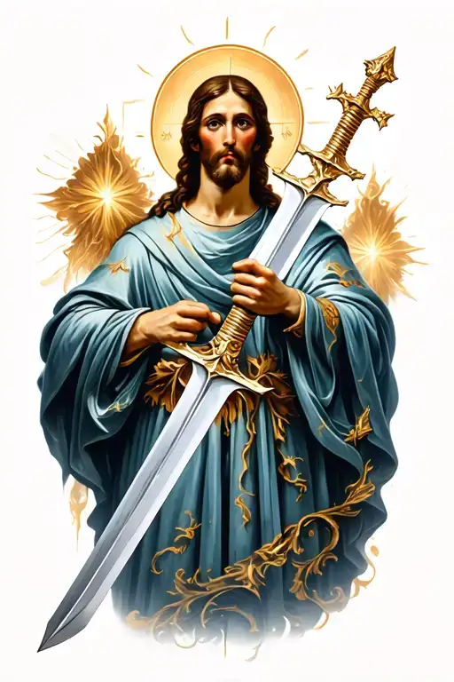 St Gabriel Holding A Sword