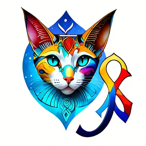 Bastet Tricolor Ankh Symbol
