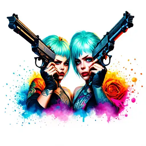 Jinx And Powder With Guns