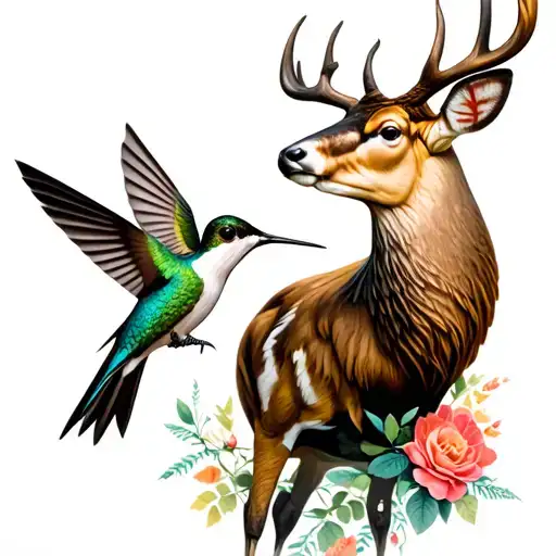 Buck And A Hummingbird