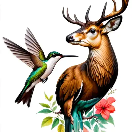 Buck Head And A Hummingbird