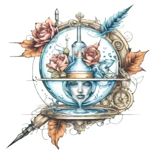 Incorporate Water Paintbrush And Sewing Needle And Pen