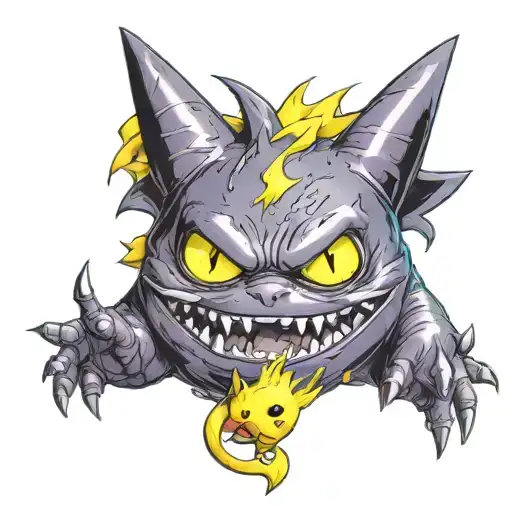 Pokemon Gengar Eating Pikachu