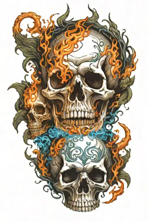 Skulls Fire Flames