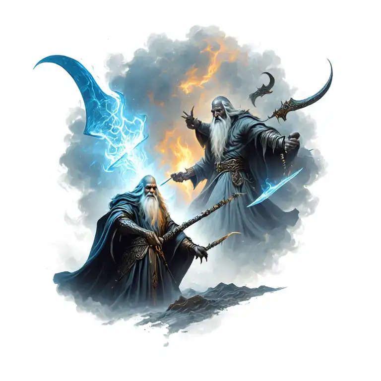 Sauron Fighting Gandalf