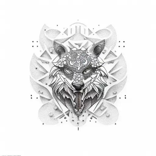 Design A Tattoo Featuring A Dominant Animal And Elements Of Gym Fitness Using Dotwork Style