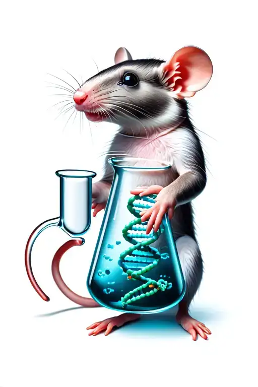 Lab Rat Holding Beaker Filled With Dna