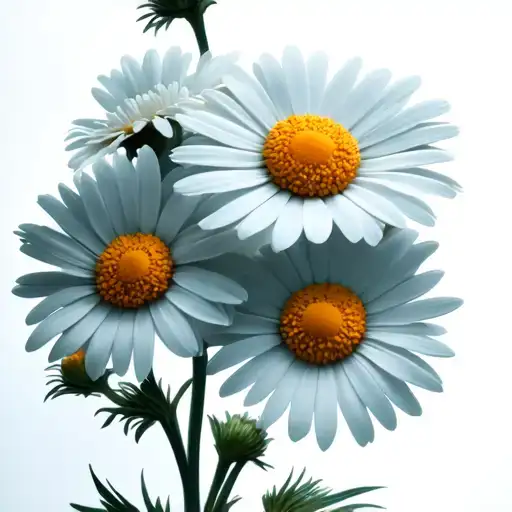 Three White Daisies Floating