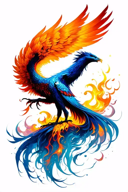 Feminine Phoenix Rising From The Ashes