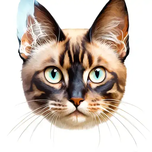 5 Cat Faces 2 Tabby 2 Black 1 Siamese