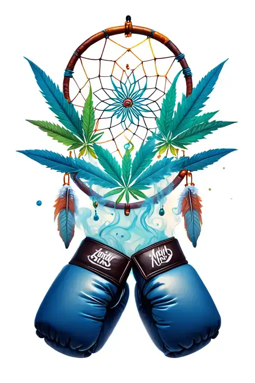 Weed Boxing Gloves Dreamcatcher Smoke Feathers Buds Mushrooms