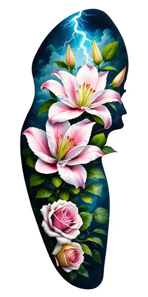 Midnight Thunderstorm With Lilys Magnolias And Roses