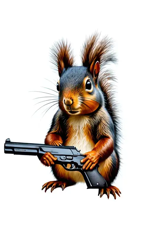 Squirrel Holding A Gun