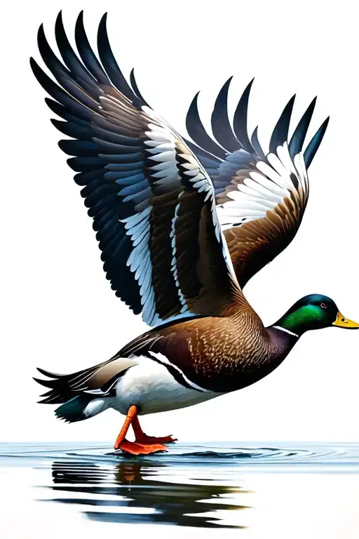 Male Ducks Landing Open Wings