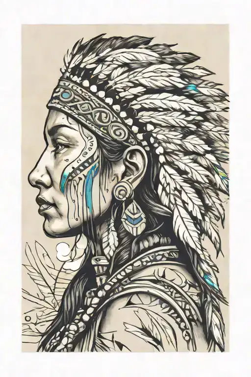 Native American Girl Side Profile