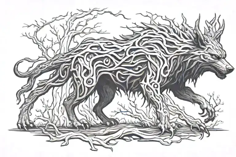 Dark Woods Beast Shadowed In Darkness